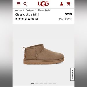 (WMNS) UGG Classic Ultra Mini 'Antilope SIZE 7